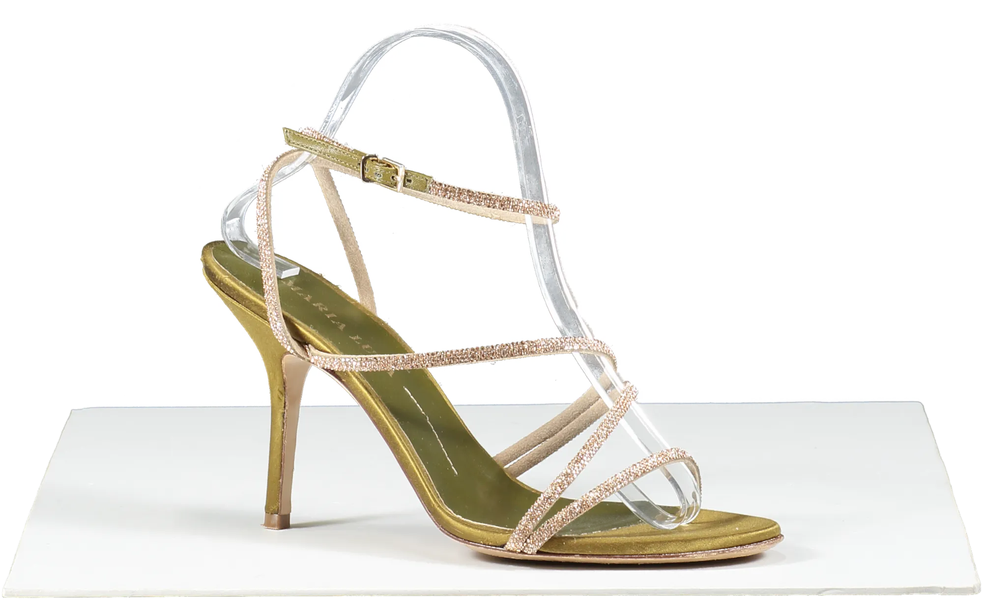 Maria Luca Green Curry Fannia Crystal Sandal UK 7 EU 40 