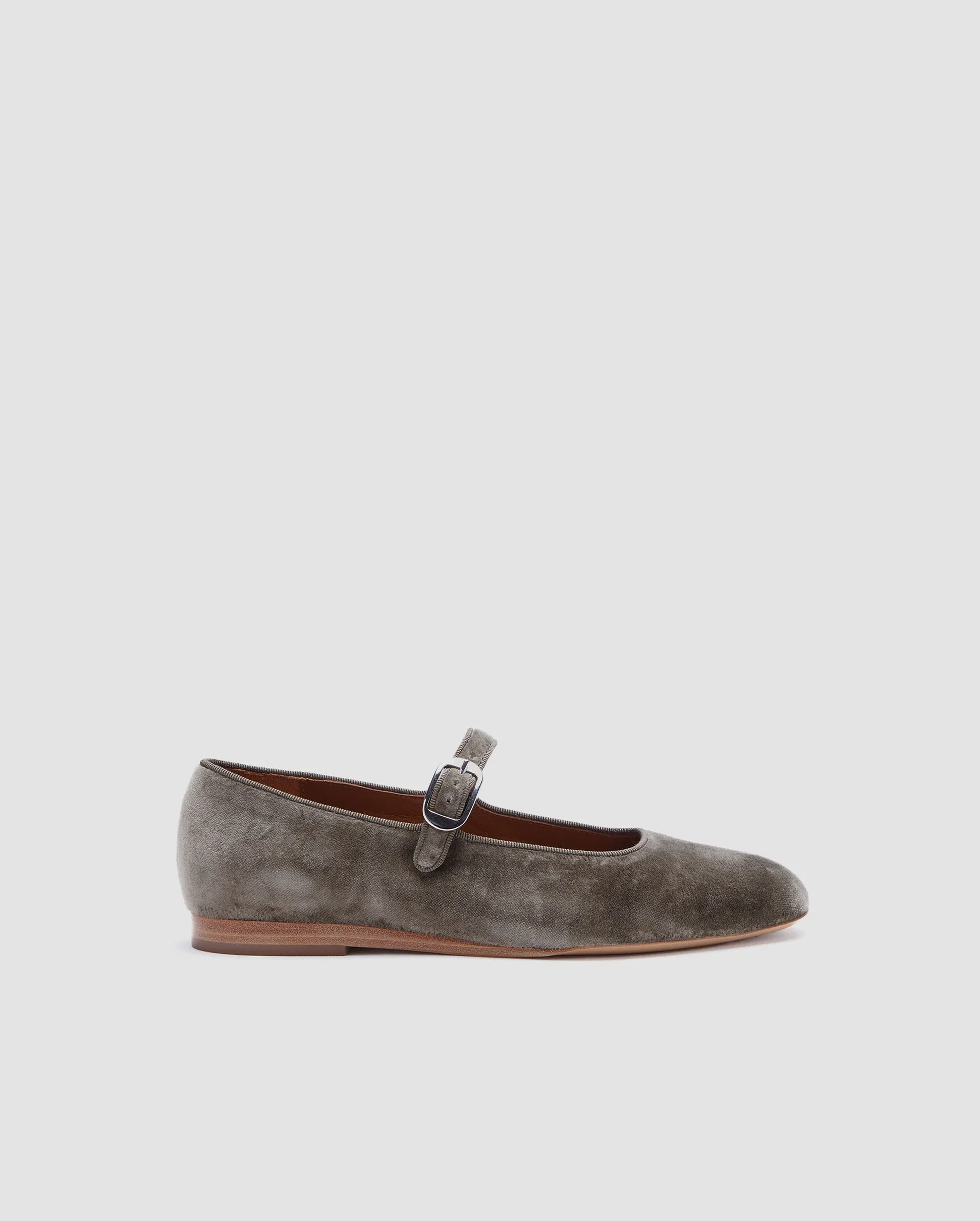 MARY JANE VELVET FLATS / GREY VELVET