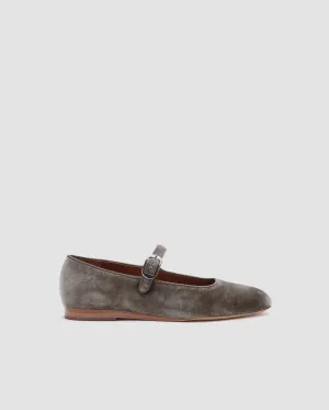 MARY JANE VELVET FLATS / GREY VELVET