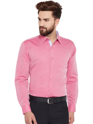 Men Coral Solids Pure Cotton Slim Fit Formal Shirt