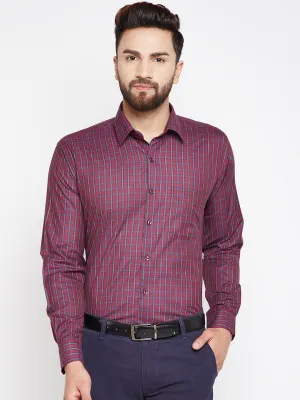 Men Maroon Prints Cotton Rich Slim Fit Formal Shirt