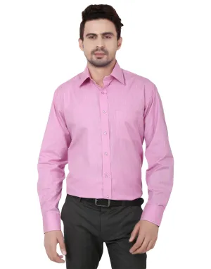 Men Pink Solid Cotton Rich Regular Fit Formal Shirt