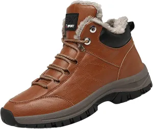Men Work Boots Slip On Hiking Sneakers Warm Fur Lined Womens Safety Shoes Non Steel Toe Waterproof Outdoor Shoes Lightweight Hike Grounded Footwear