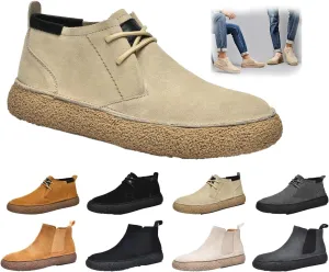 Men'S Frosted Leather Suede Suede Mid Top Board Shoes Retro Casual Fashion Design Walking Ankle Boots Comfort High-Top Waterproof Hiking