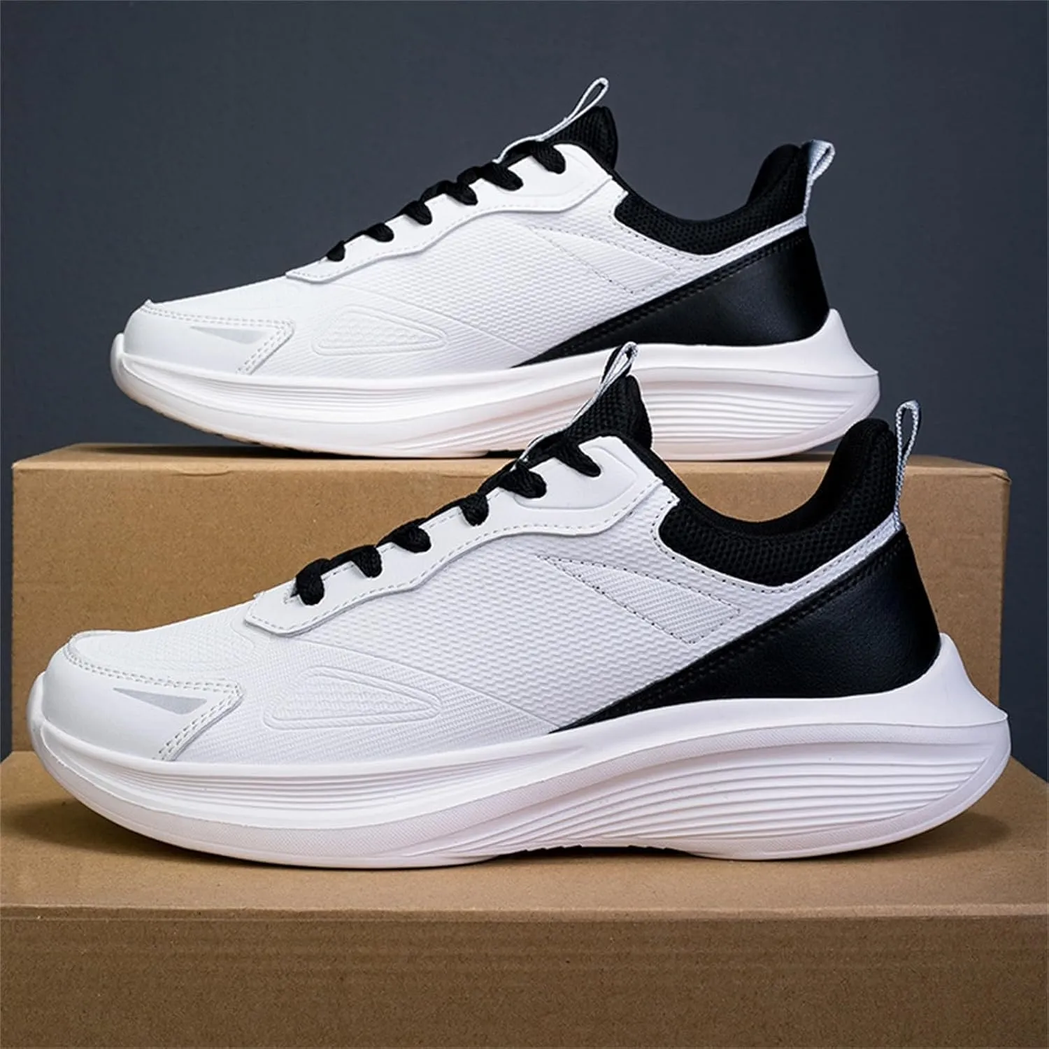 Men's Slip On Walking Shoes Comfortable Lightweight Breathable Running Sneaker Lace Up Low Top Casual Sneakers for Gym Tennis Workout