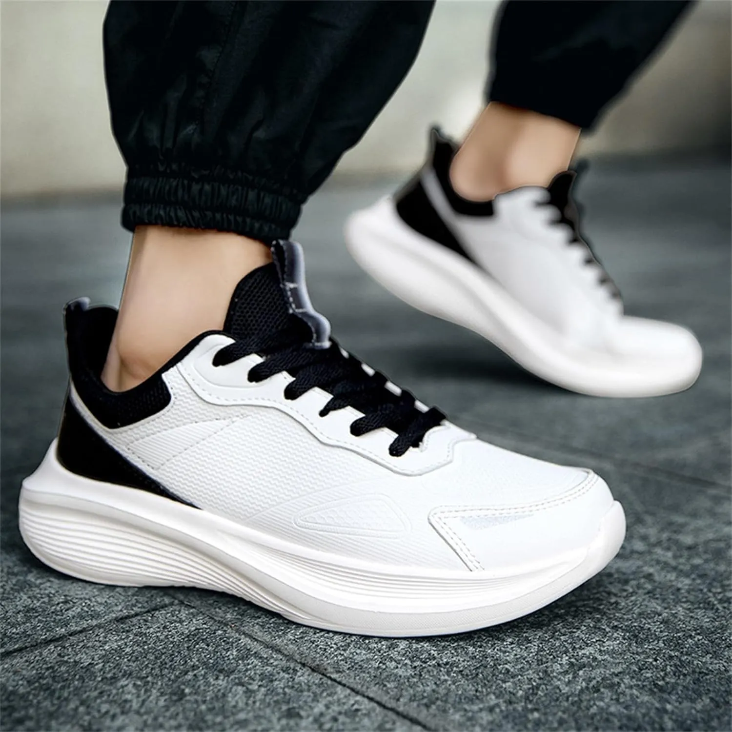 Men's Slip On Walking Shoes Comfortable Lightweight Breathable Running Sneaker Lace Up Low Top Casual Sneakers for Gym Tennis Workout