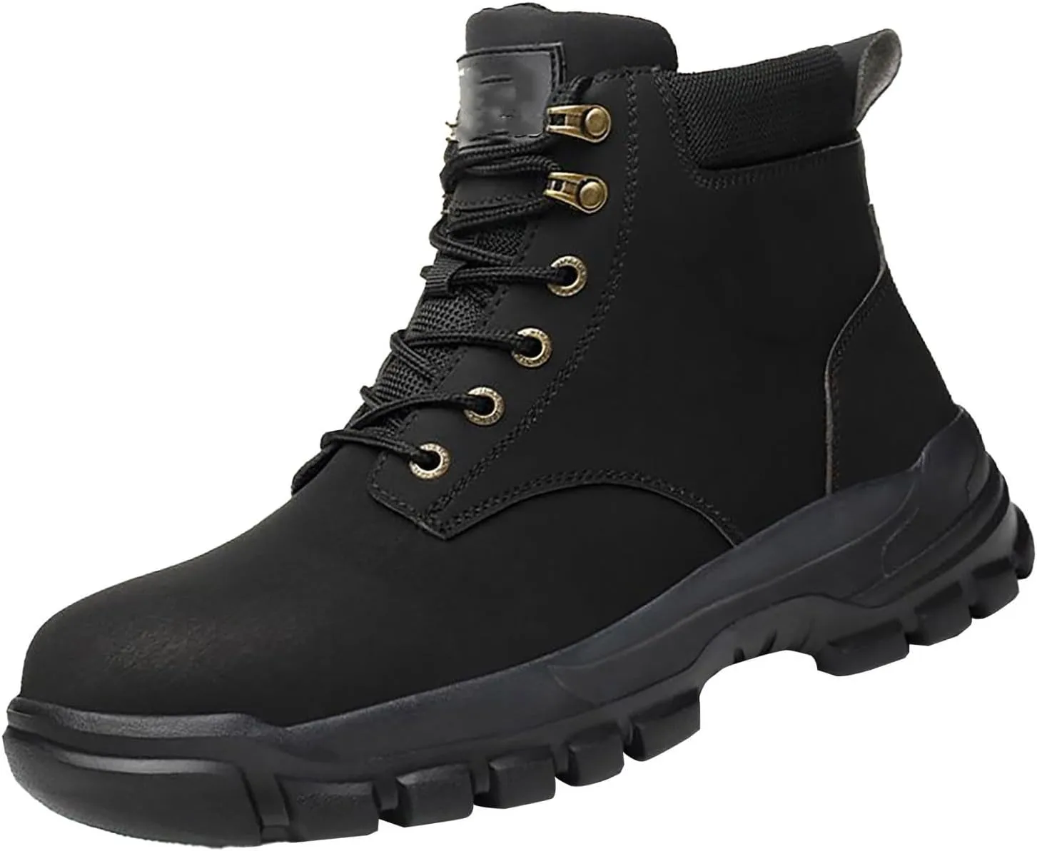 Men's Work Boots Waterproof Hiking Sneakers Fur Lined Ankle Boot Women Safety Shoes Non-Slip Slip On Platform Shoes Lightweight Comfortable Hike Grounded Footwear