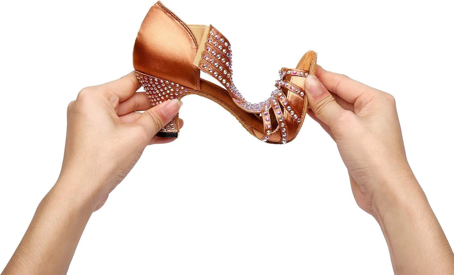 Minishion Women's Latin Salsa Slip-on Satin Dance Shoes Wedding Sandals L396