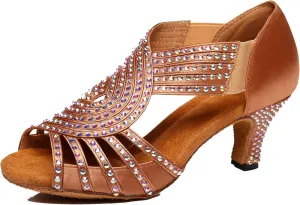 Minishion Women's Latin Salsa Slip-on Satin Dance Shoes Wedding Sandals L396 Minishion Women's Latin Salsa Slip-on Satin Dance Shoes Wedding Sandals L396