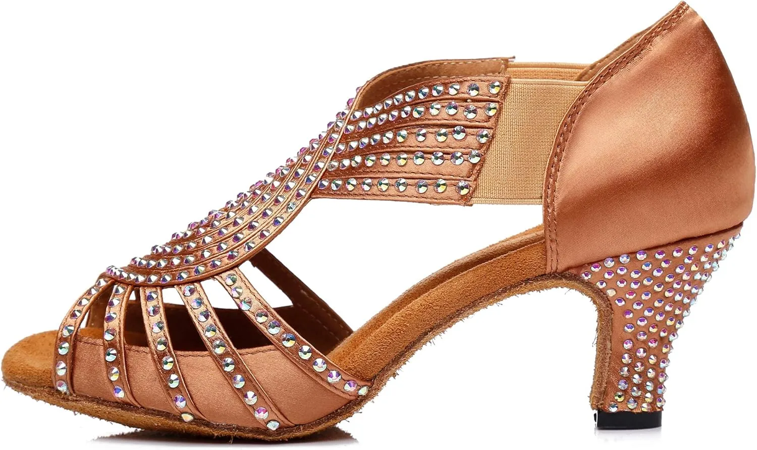 Minishion Women's Latin Salsa Slip-on Satin Dance Shoes Wedding Sandals L396