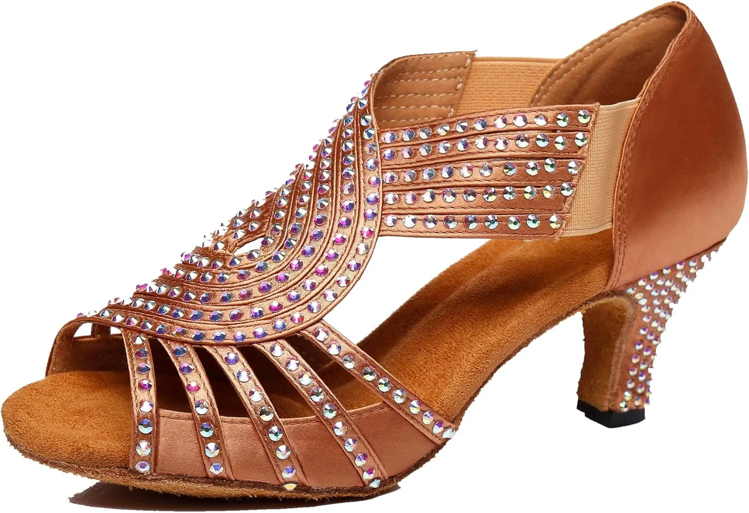 Minishion Women's Latin Salsa Slip-on Satin Dance Shoes Wedding Sandals L396