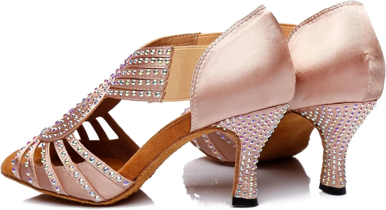 Minishion Women's Latin Salsa Slip-on Satin Dance Shoes Wedding Sandals L396