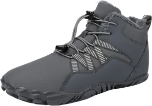 Mmoneyake Winter Snow Shoes for Women Men Warm Fur Lined Waterproof Snow Sneakers Wide Toe Box Zero Drop Ankle Booties Non-Slip Barefoot Outdoor Shoes Fashion Short Boots