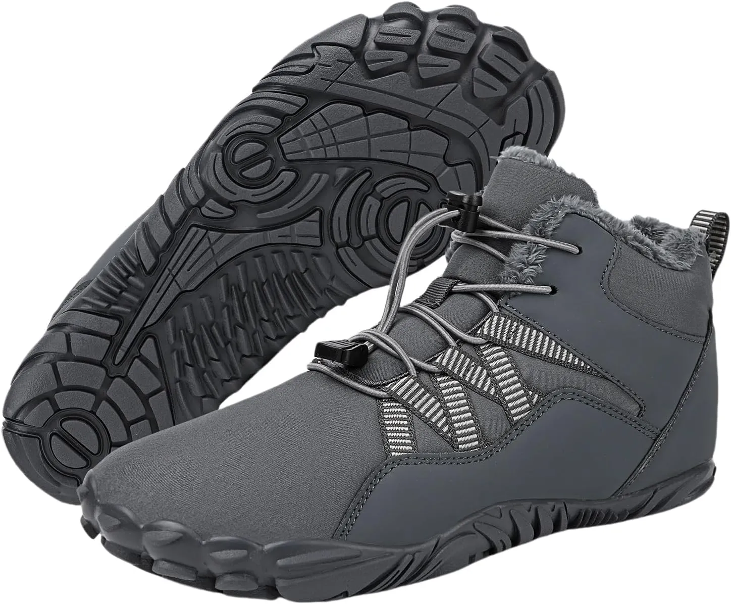 Mmoneyake Winter Snow Shoes for Women Men Warm Fur Lined Waterproof Snow Sneakers Wide Toe Box Zero Drop Ankle Booties Non-Slip Barefoot Outdoor Shoes Fashion Short Boots