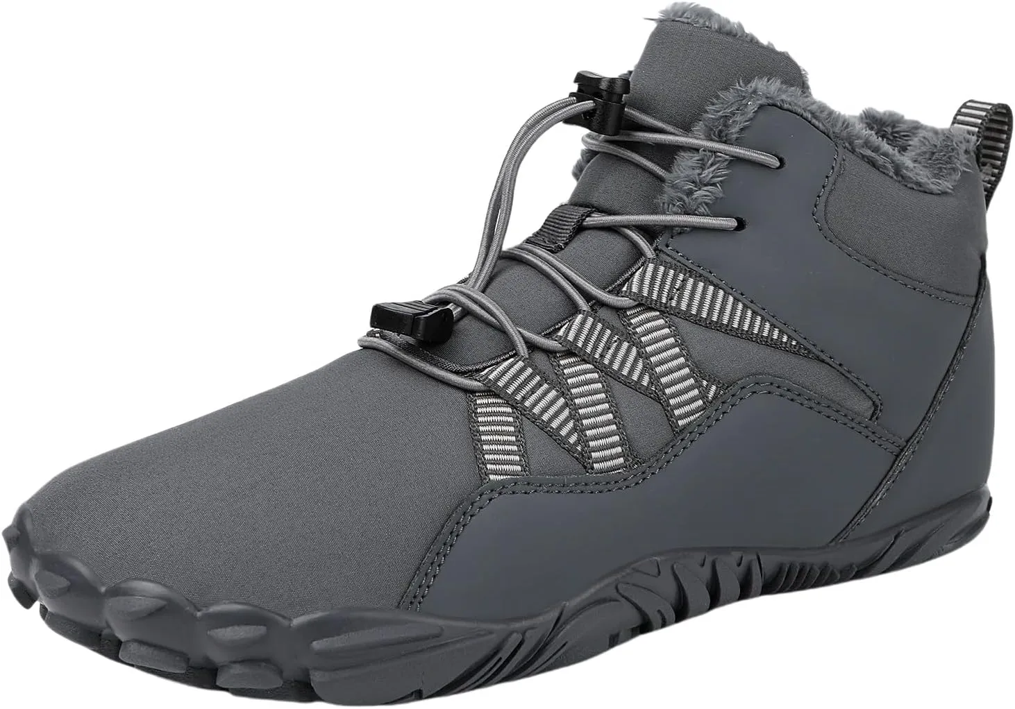 Mmoneyake Winter Snow Shoes for Women Men Warm Fur Lined Waterproof Snow Sneakers Wide Toe Box Zero Drop Ankle Booties Non-Slip Barefoot Outdoor Shoes Fashion Short Boots