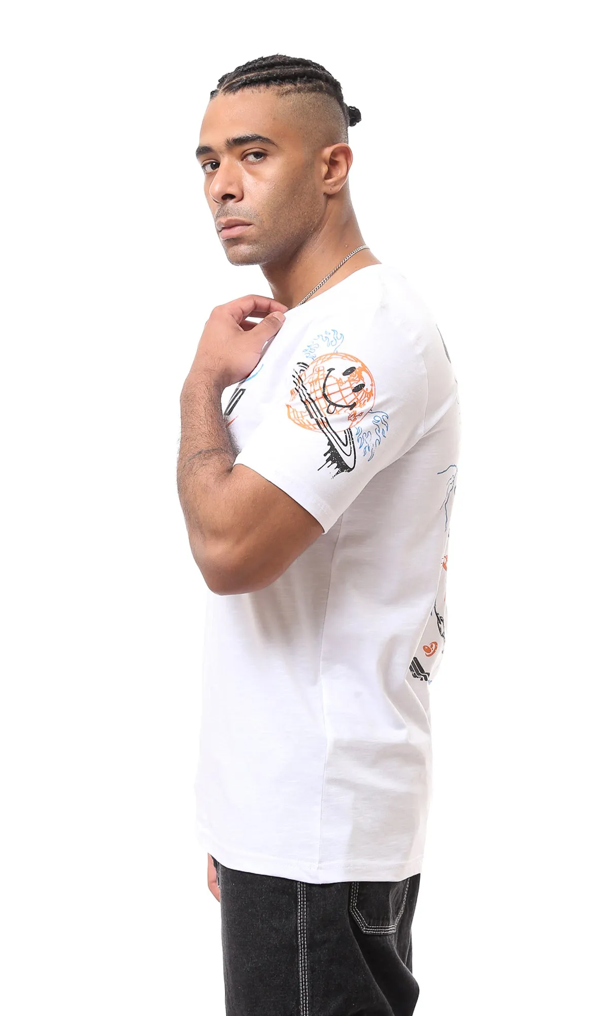 O163641 White Short Sleeves Slip On Casual Tee