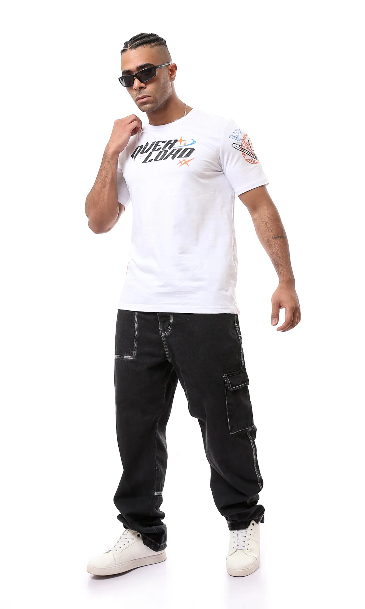 O163641 White Short Sleeves Slip On Casual Tee