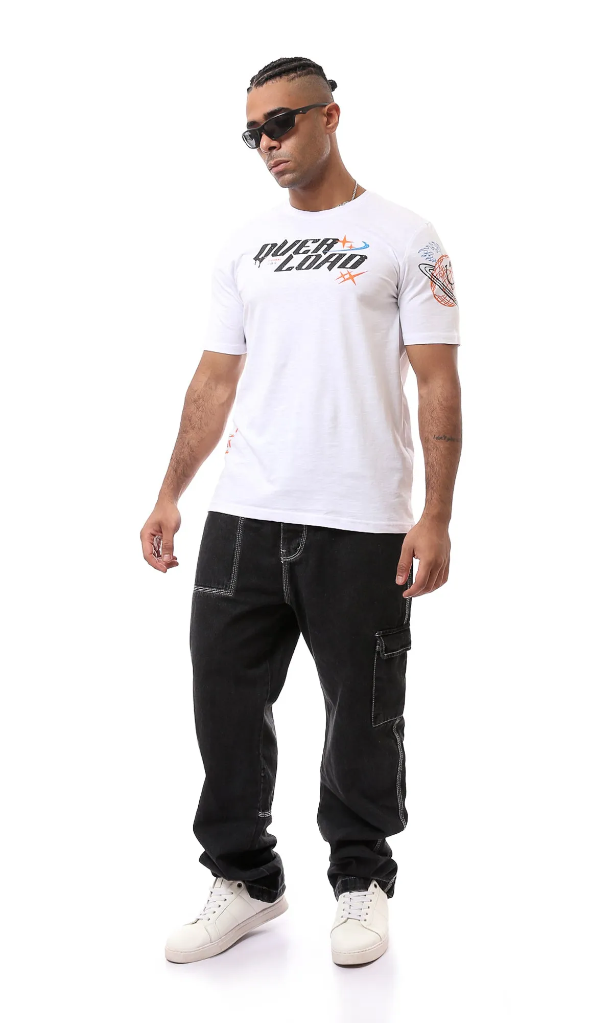 O163641 White Short Sleeves Slip On Casual Tee