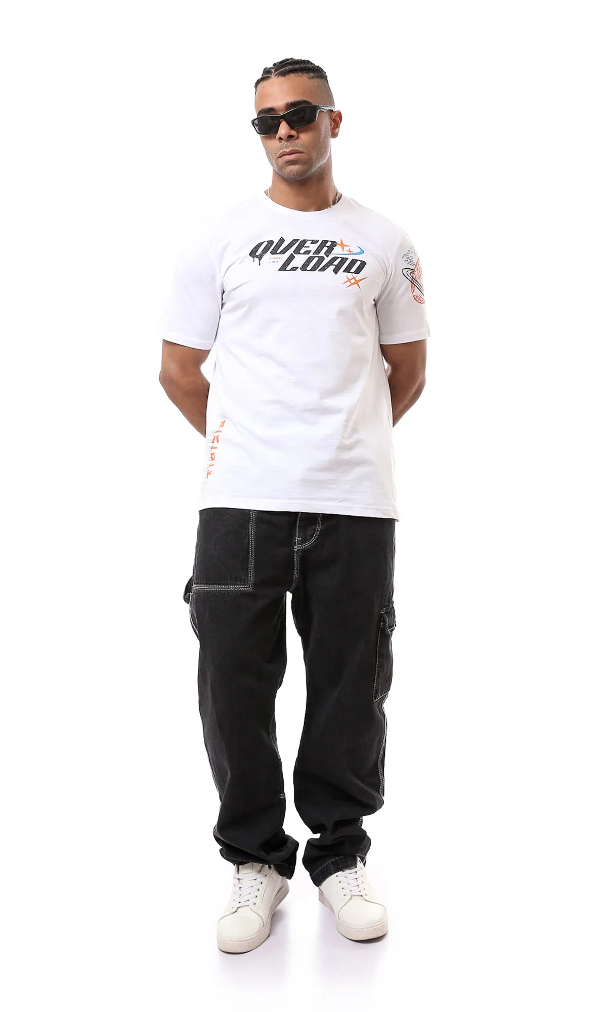 O163641 White Short Sleeves Slip On Casual Tee