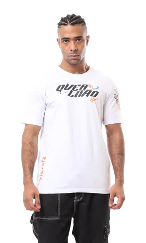 O163641 White Short Sleeves Slip On Casual Tee