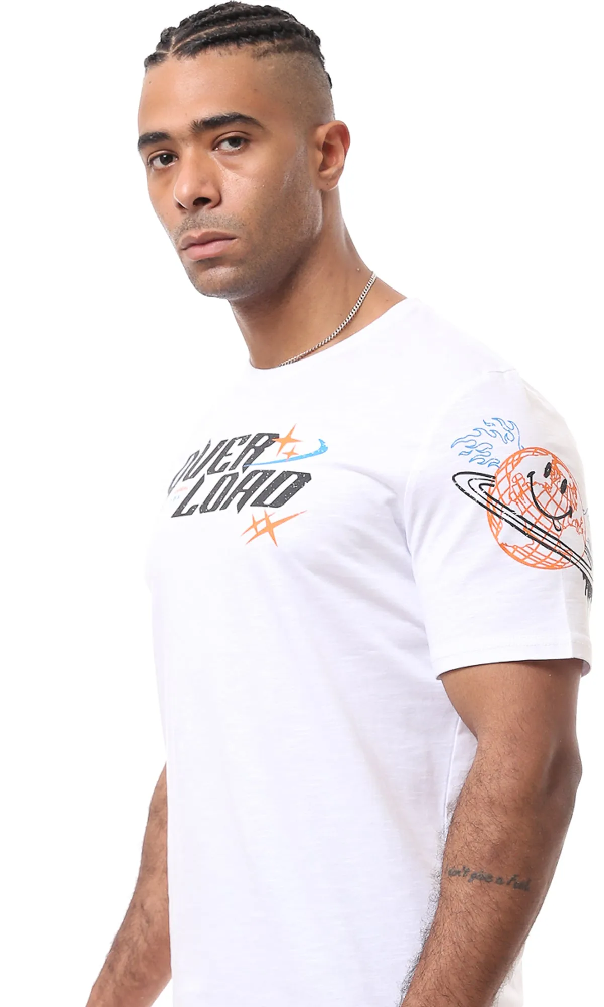 O163641 White Short Sleeves Slip On Casual Tee