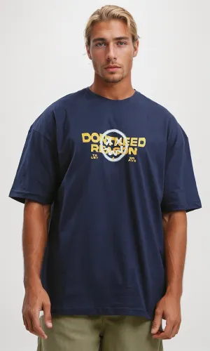 O179038 Dark Navy Blue Round Neck Tee With Front Print O179038 Dark Navy Blue Round Neck Tee With Front Print