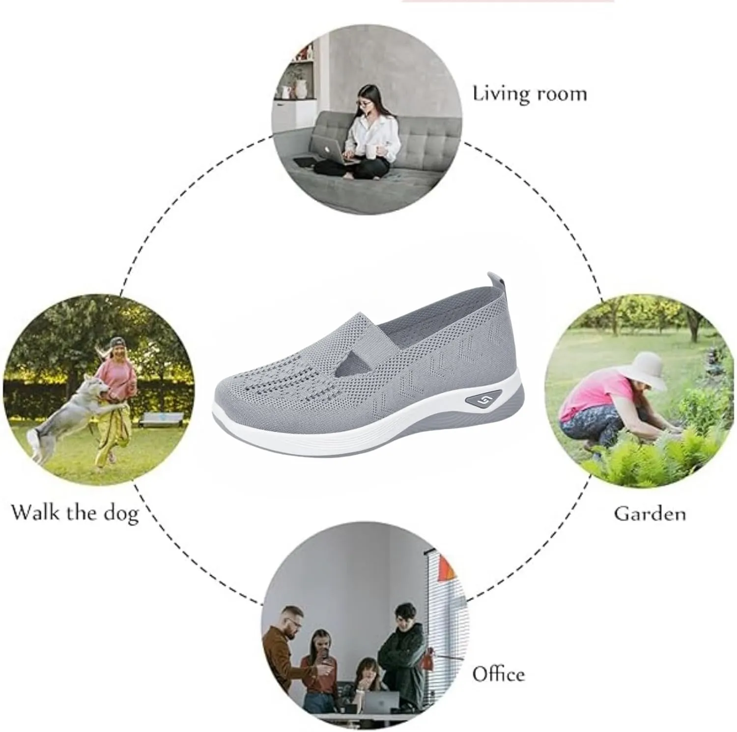 Orthopedic Shoes for Women Slip Ons Comfort Fashion Breathable Mesh Anti-Skid Low Top Casual Lightweight Walking Shoes