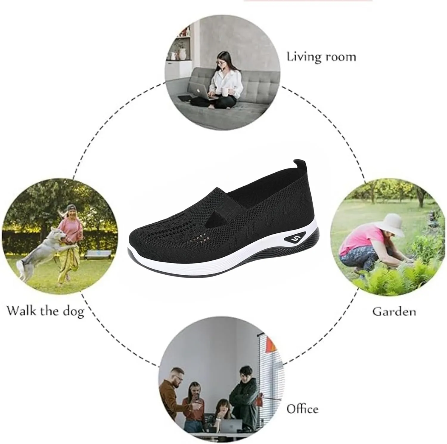 Orthopedic Shoes for Women Slip Ons Comfort Fashion Breathable Mesh Anti-Skid Low Top Casual Lightweight Walking Shoes