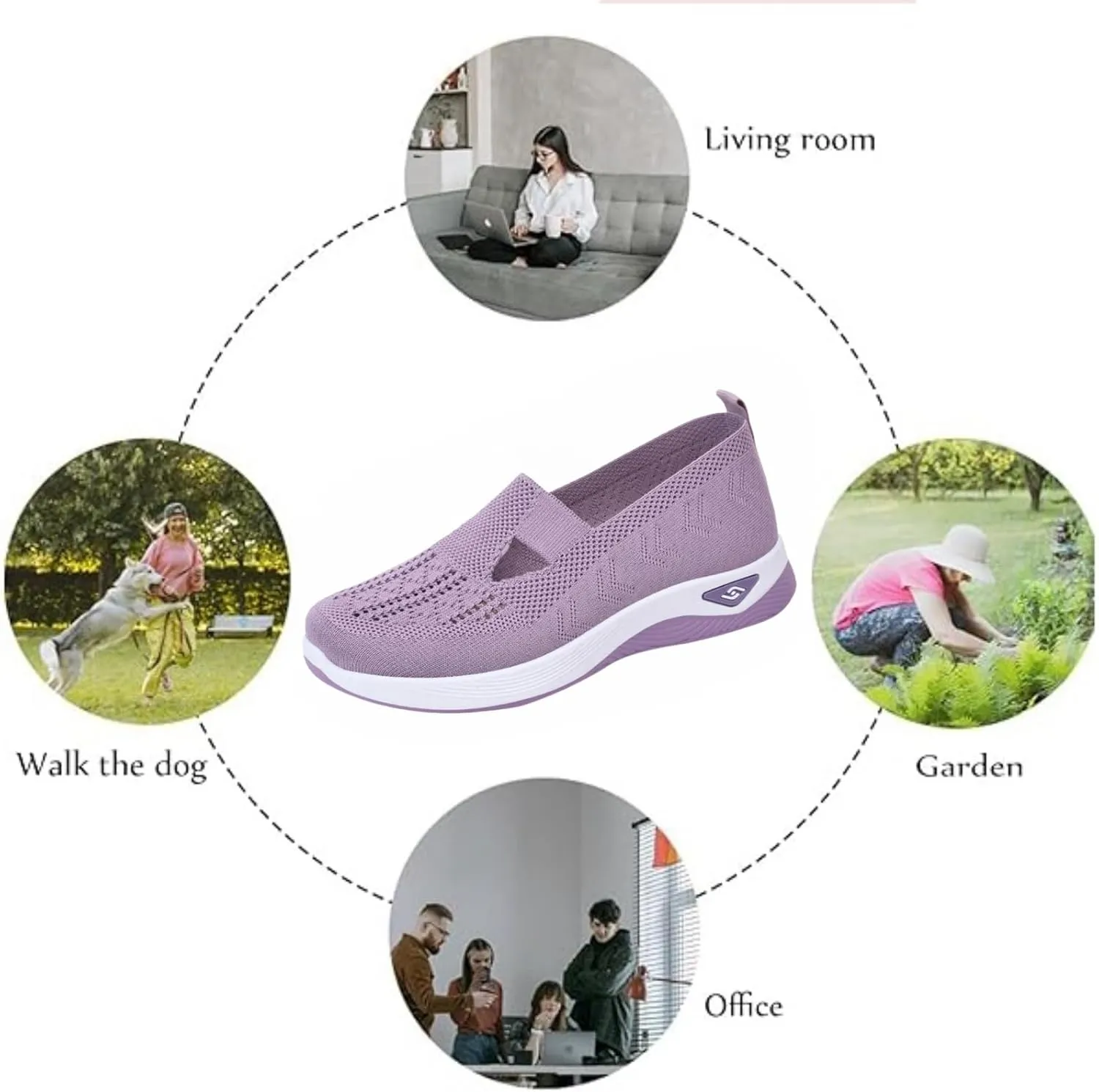 Orthopedic Shoes for Women Slip Ons Comfort Fashion Breathable Mesh Anti-Skid Low Top Casual Lightweight Walking Shoes