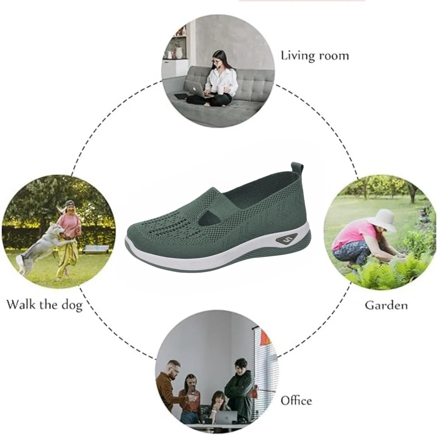 Orthopedic Shoes for Women Slip Ons Comfort Fashion Breathable Mesh Anti-Skid Low Top Casual Lightweight Walking Shoes