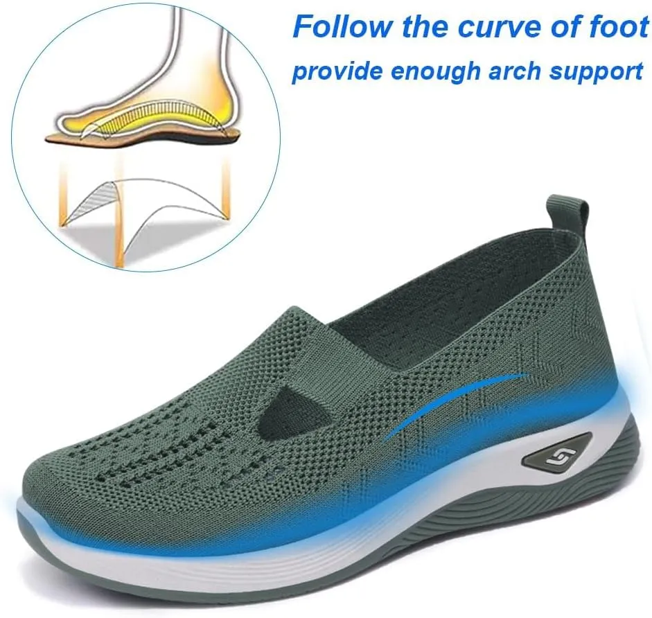Orthopedic Shoes for Women Slip Ons Comfort Fashion Breathable Mesh Anti-Skid Low Top Casual Lightweight Walking Shoes