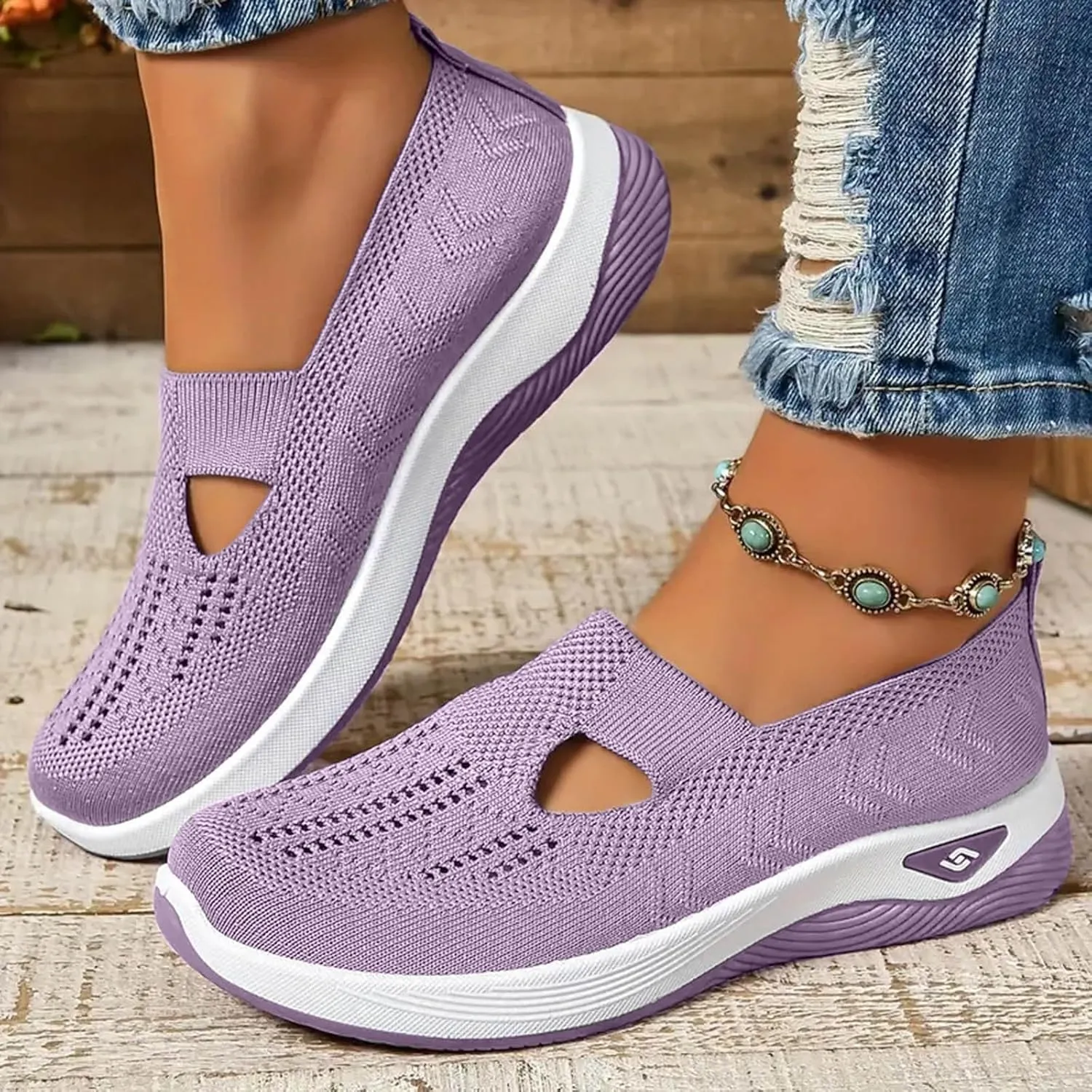 Orthopedic Shoes for Women Slip Ons Comfort Fashion Breathable Mesh Anti-Skid Low Top Casual Lightweight Walking Shoes