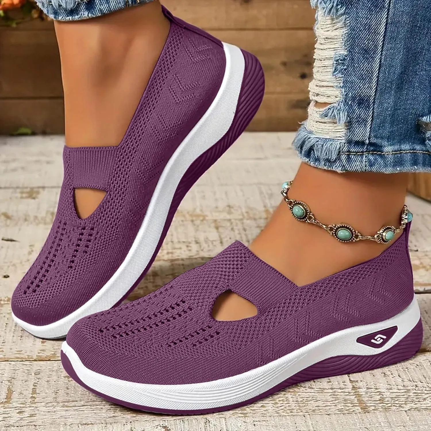 Orthopedic Shoes for Women Slip Ons Comfort Fashion Breathable Mesh Anti-Skid Low Top Casual Lightweight Walking Shoes