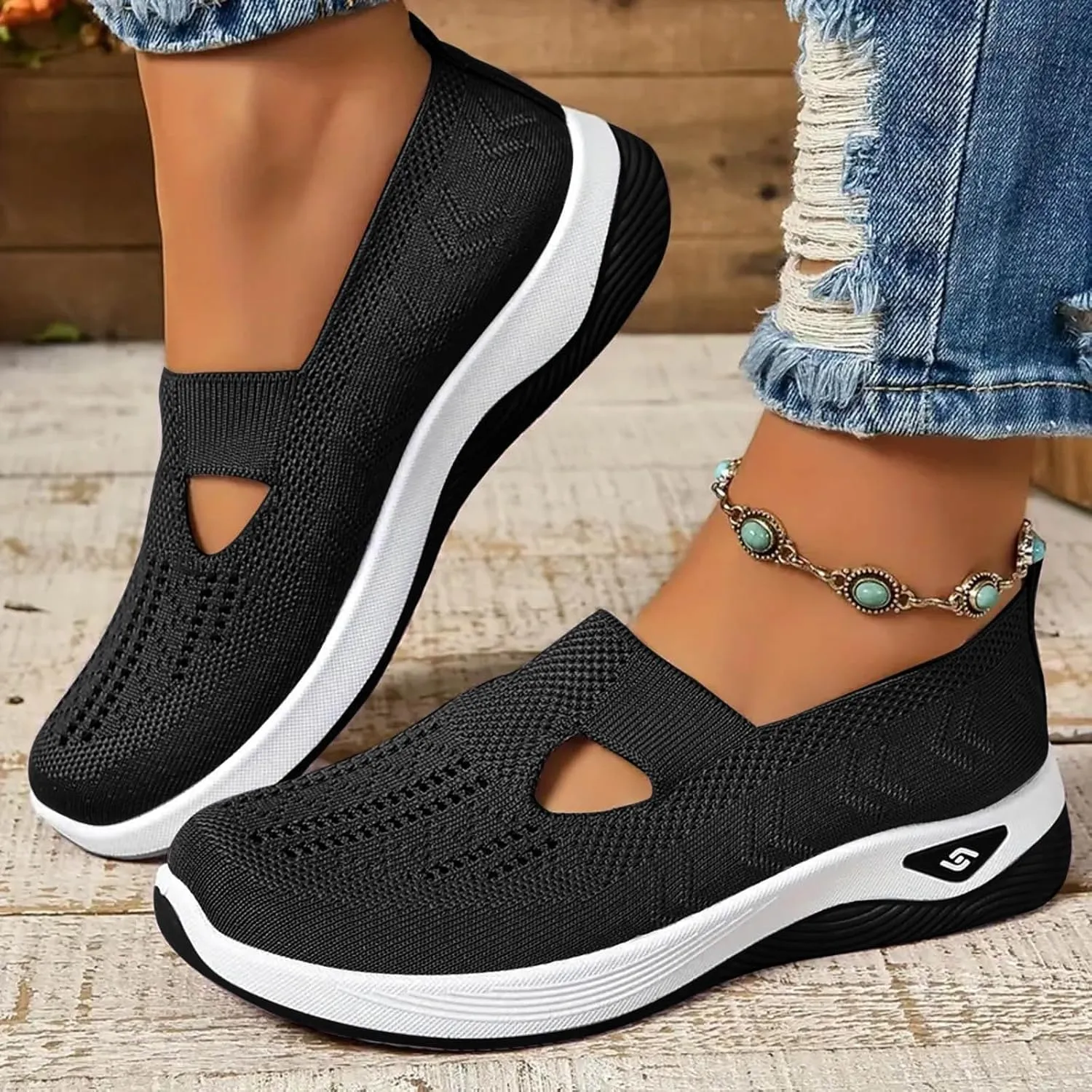 Orthopedic Shoes for Women Slip Ons Comfort Fashion Breathable Mesh Anti-Skid Low Top Casual Lightweight Walking Shoes