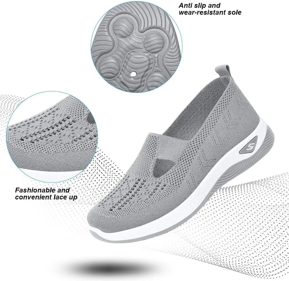 Orthopedic Shoes for Women Slip Ons Comfort Fashion Breathable Mesh Anti-Skid Low Top Casual Lightweight Walking Shoes