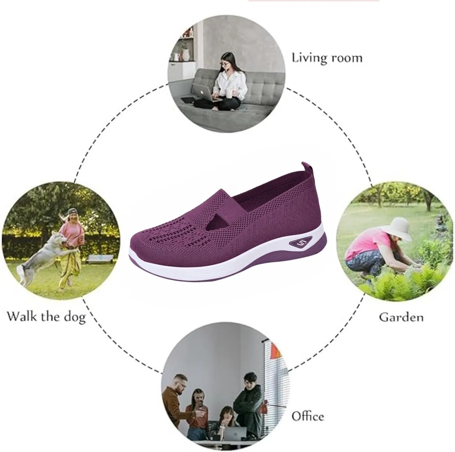 Orthopedic Shoes for Women Slip Ons Comfort Fashion Breathable Mesh Anti-Skid Low Top Casual Lightweight Walking Shoes