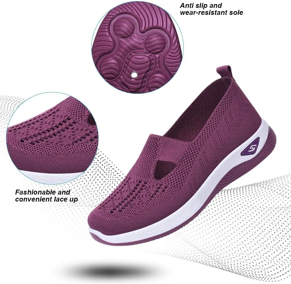 Orthopedic Shoes for Women Slip Ons Comfort Fashion Breathable Mesh Anti-Skid Low Top Casual Lightweight Walking Shoes