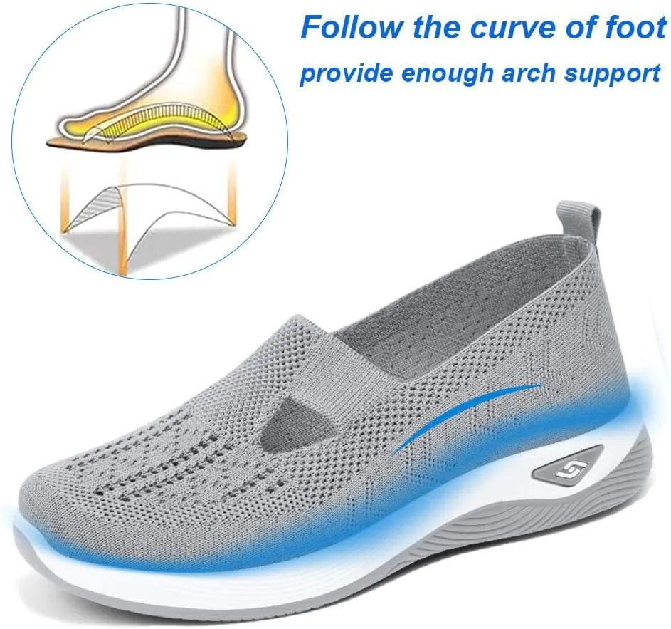 Orthopedic Shoes for Women Slip Ons Comfort Fashion Breathable Mesh Anti-Skid Low Top Casual Lightweight Walking Shoes