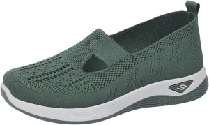 Orthopedic Shoes for Women Slip Ons Sneakers Breathable with Arch Support Slip On Walking Shoes Soft Knitted Fabric Mesh Casual Sneakers Non Slip Low Top Work Shoes