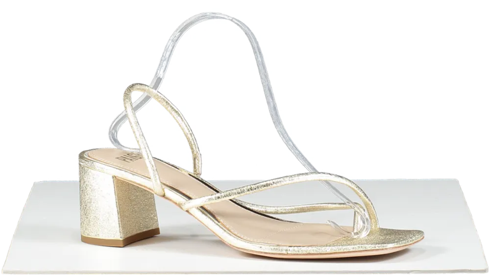 PAIGE Metallic Gold Leather Mid Heels UK 8 EU 41 