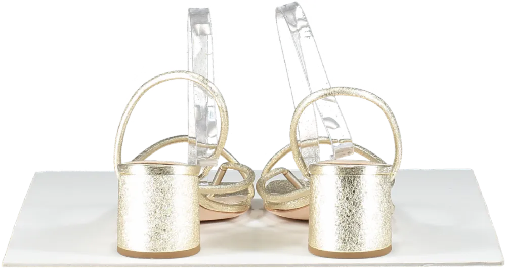 PAIGE Metallic Gold Leather Mid Heels UK 8 EU 41 