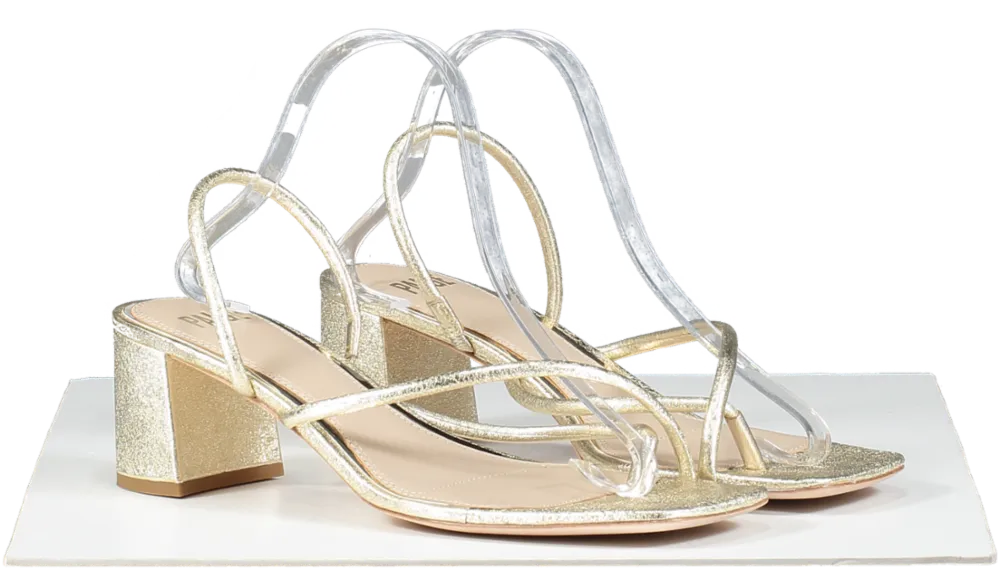 PAIGE Metallic Gold Leather Mid Heels UK 8 EU 41 