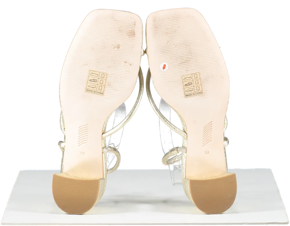 PAIGE Metallic Gold Leather Mid Heels UK 8 EU 41 