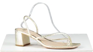 PAIGE Metallic Gold Leather Mid Heels UK 8 EU 41 
