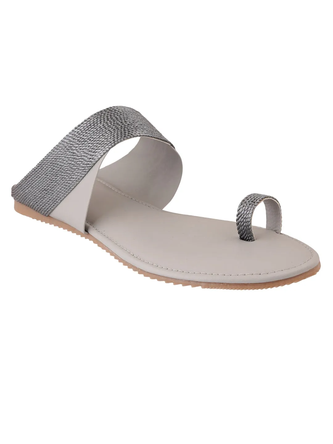 Pelle Albero Grey Womens Flat Slippers