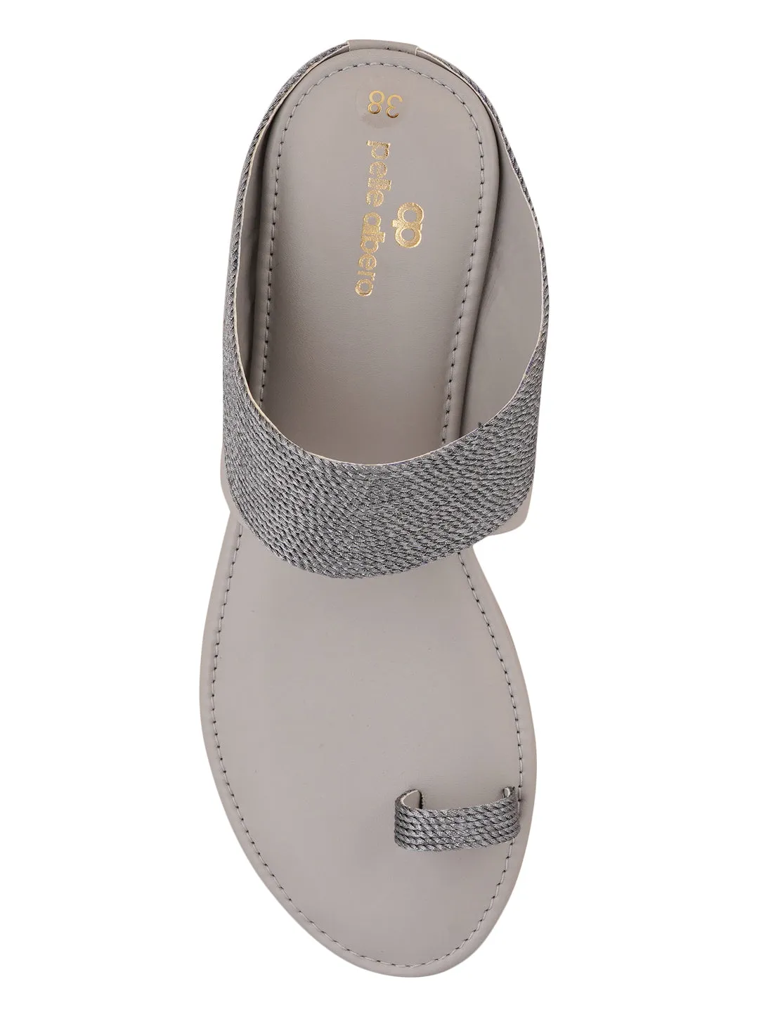 Pelle Albero Grey Womens Flat Slippers