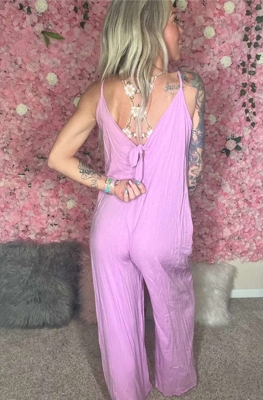 Pick Me Up Later Pocketed Spaghetti Strap V-Neck Wide Leg Jumpsuit - BP