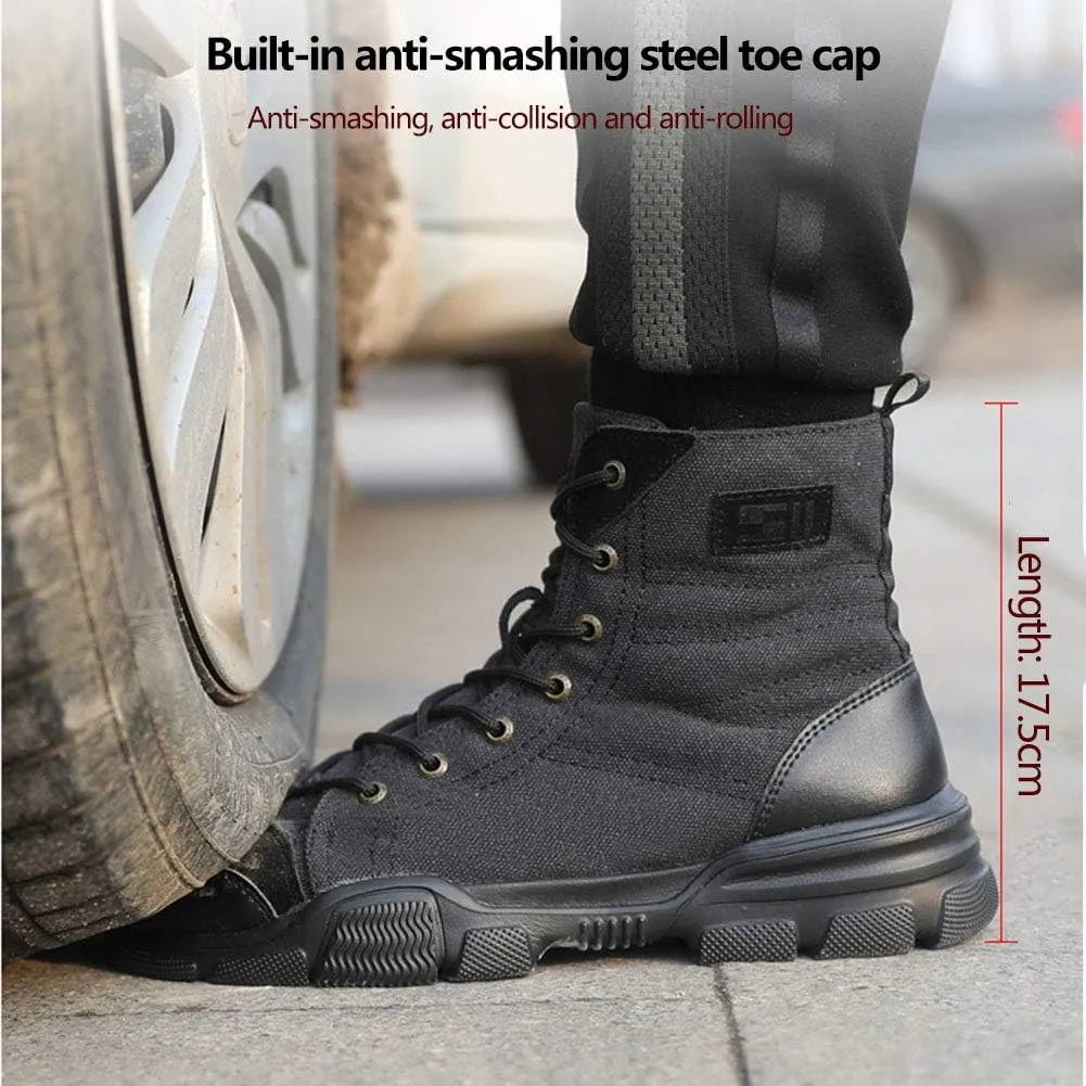 Plus velvet anti-smashing work boots, steel toe anti-piercing short boots, cotton shoes