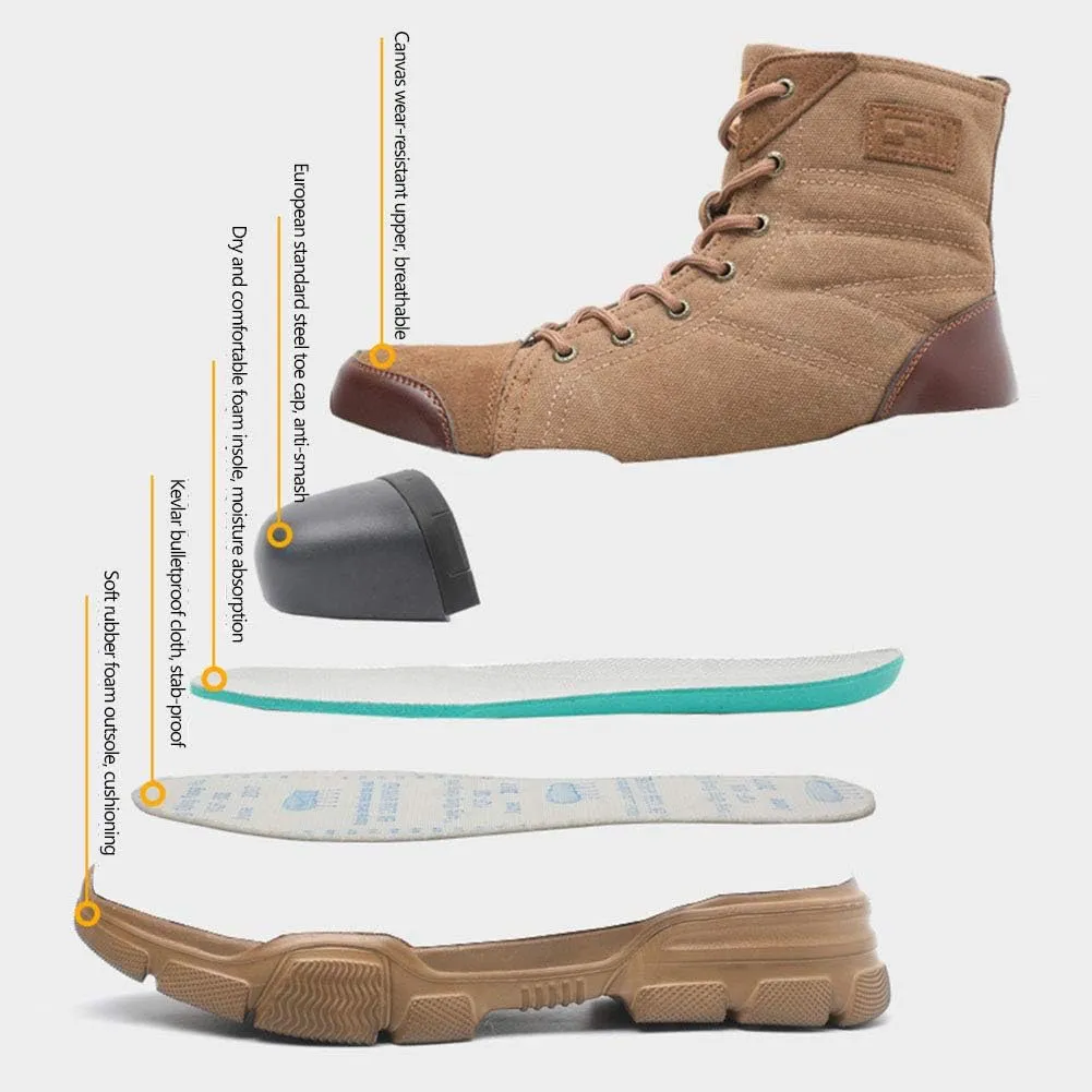 Plus velvet anti-smashing work boots, steel toe anti-piercing short boots, cotton shoes