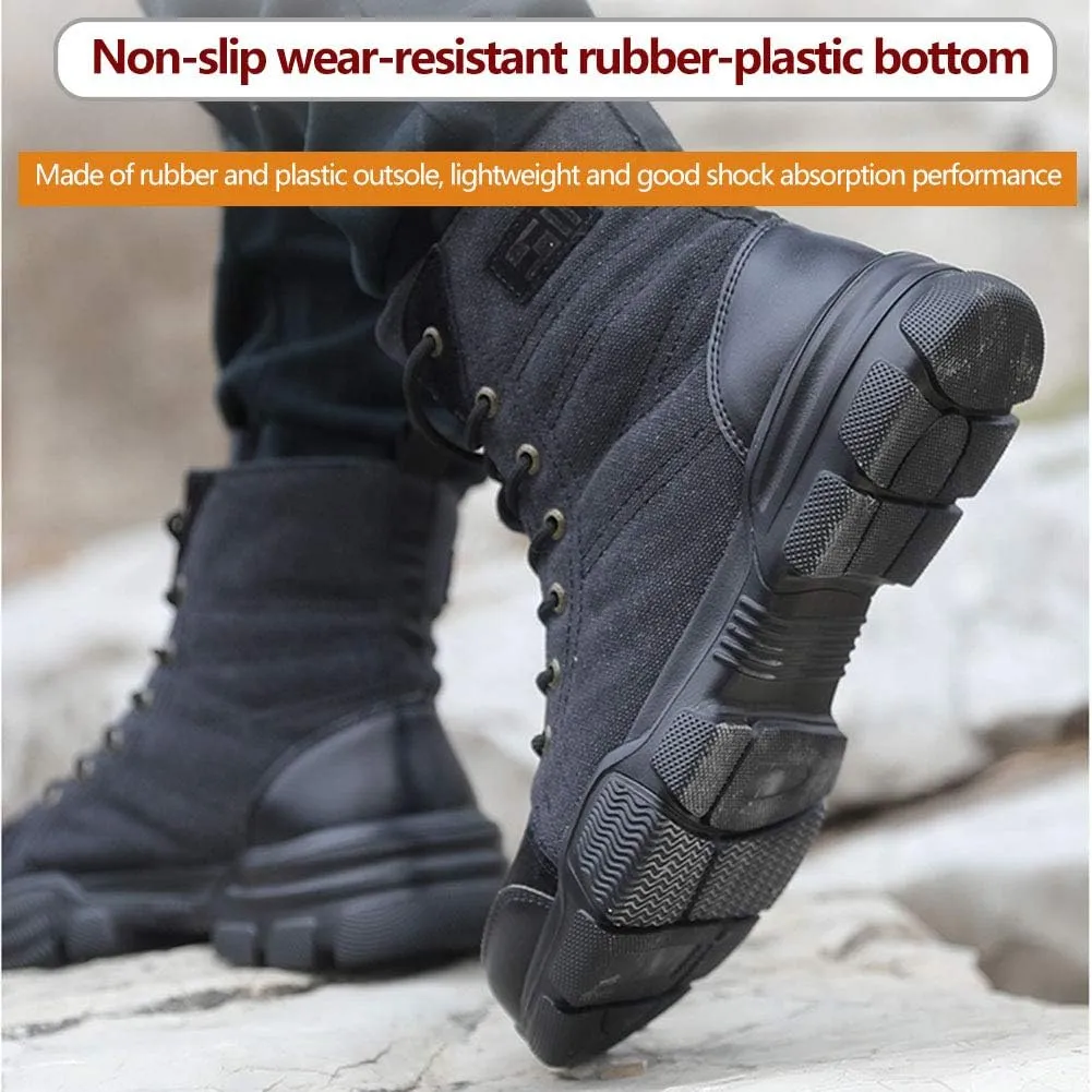 Plus velvet anti-smashing work boots, steel toe anti-piercing short boots, cotton shoes